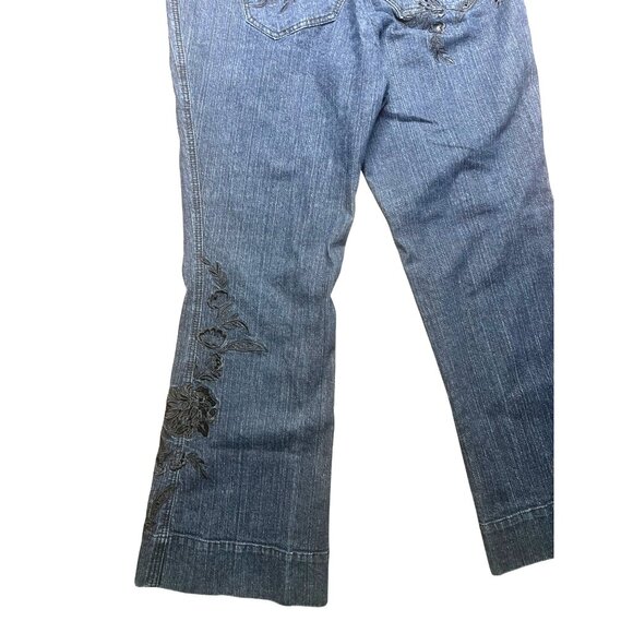Venezia Womens Denim Embroidered Jeans Blue Cotton/Spandex Bootcut Style Size 18 - Picture 14 of 14
